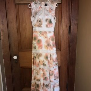 Floral full length needle & thread dress size 4